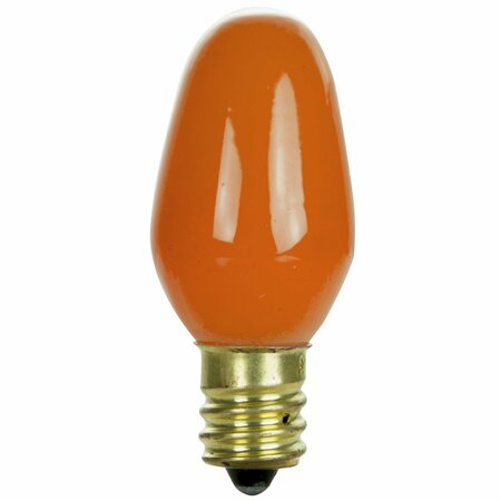 SUNLITE 7C7 Incandescent Bulb, 7W, Candelabra E12 Base, C7 Small Night Light, Colored Bulb, Orange, 25PK 01270-SU
